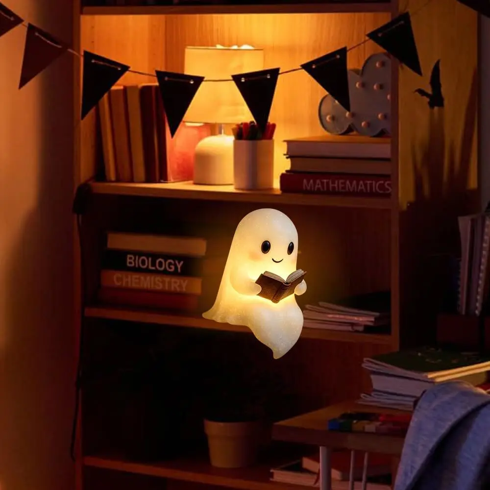 Neue süße Geister-Lesebuchlampe, niedliche Geister-Leselampe, LED, Halloween, Basteln, Ornament, Geschenk