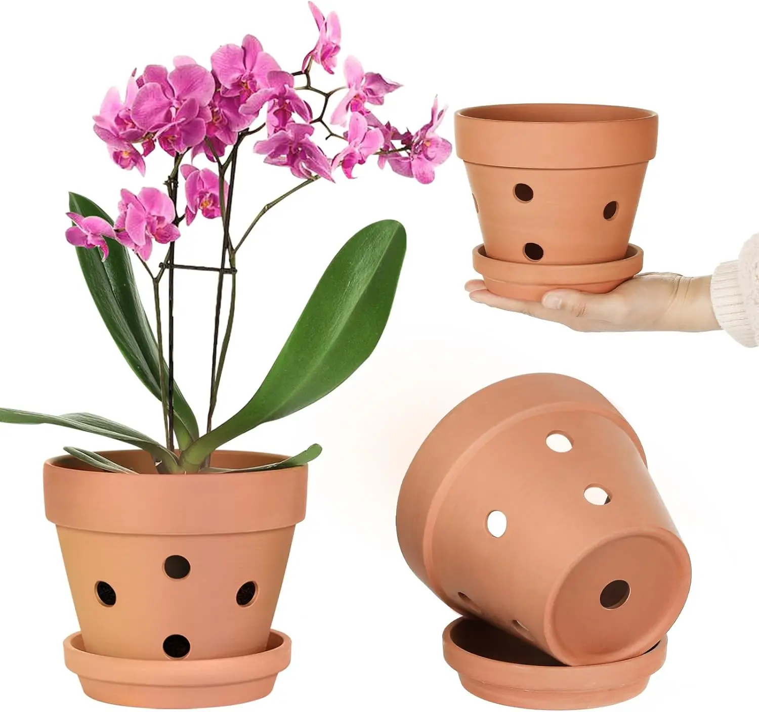 8 inch ceramic flower pot 8'' Clay Pot / Saucer main image 0