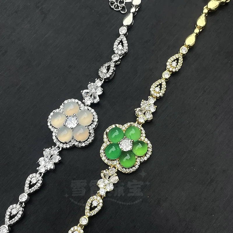 Chalcedony Flower Bracelet Women, Versatile And Elegant, A A Girlfriend, Inlaid Jewelry