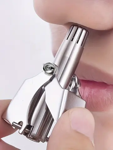 LISI Washable Portable Manual Nose Hair Trimmer for Men & Women Waterproof Stainless Steel Ear Hair Trimmer with Cleaning Brush