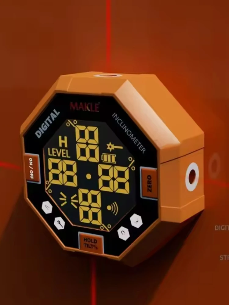 4 Sides Laser Octagon Digital Angle Finder with 5 Sides Strong Magnetic Angle Gauge Protractor Inclinometer Level Box