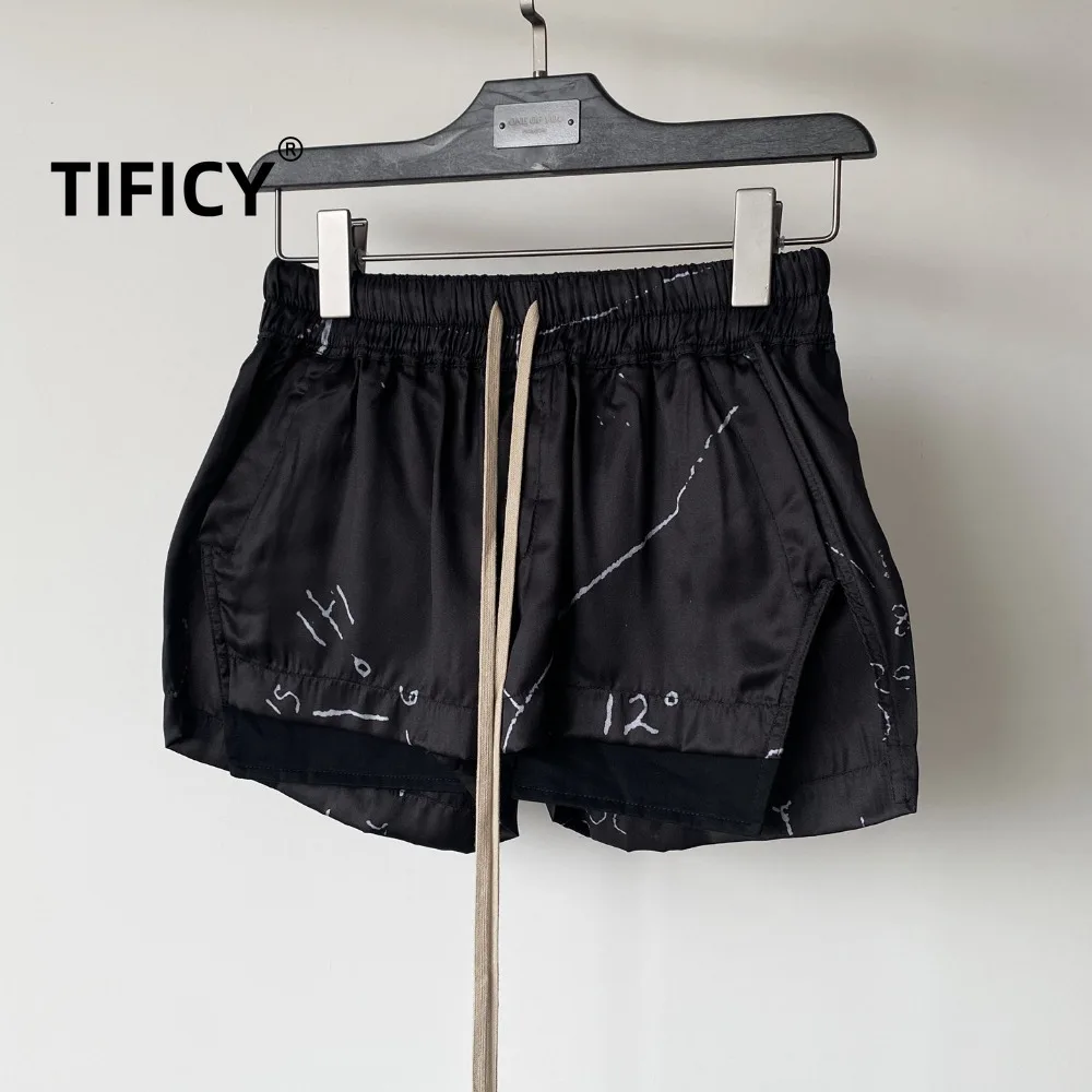 High Street RO Style Shorts Women's Summer Gothic Graffiti Print Exposed Pockets Split Hem Ultra Hot Shorts
