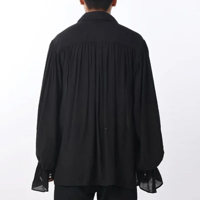 Referring To The 15th Century Florence Tailor's New Medieval Men's Retro Performance Suit with Lace Up Puffy Sleeves Top