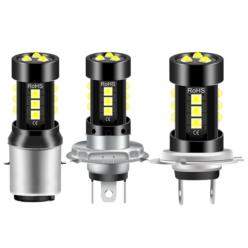 For Motorbike Accessories 1pcs Motorcycle LED Headlights Hi/Low Bulb H4 BA20D P15D Light Headlamp 12-80V Fog Lamp White DRL