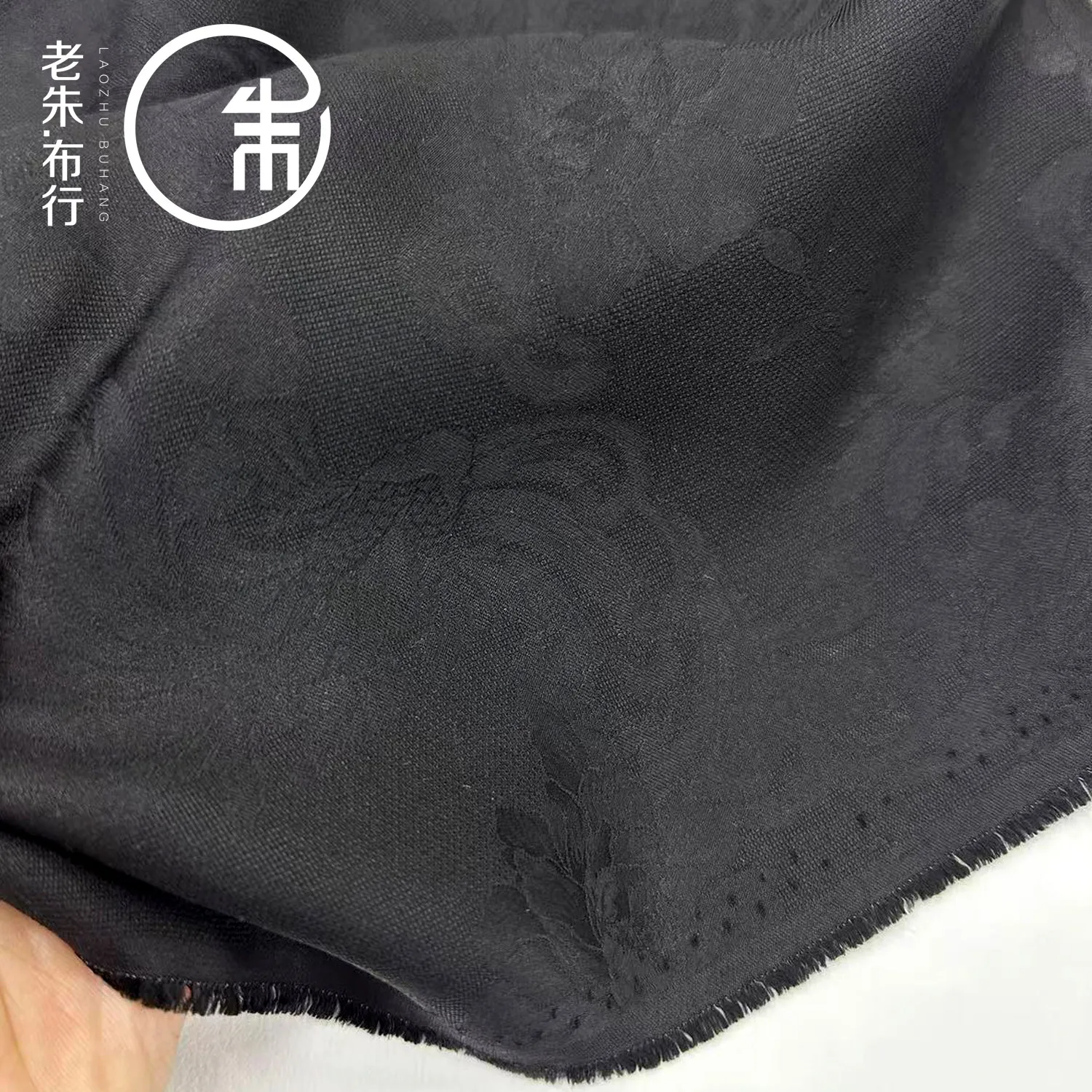 Full Hole Flower Rose Fragrant Cloud Yarn Pure Black Silk Goldfish Peony Silk Fabric Summer 28 Momme Fabric