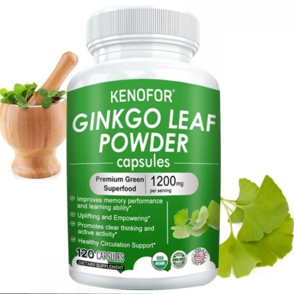Ginkgo Biloba Capsules - Brain Health, Help Keeps Alert , Improving Concentration & Memory, Enhance Nutrition Absorption