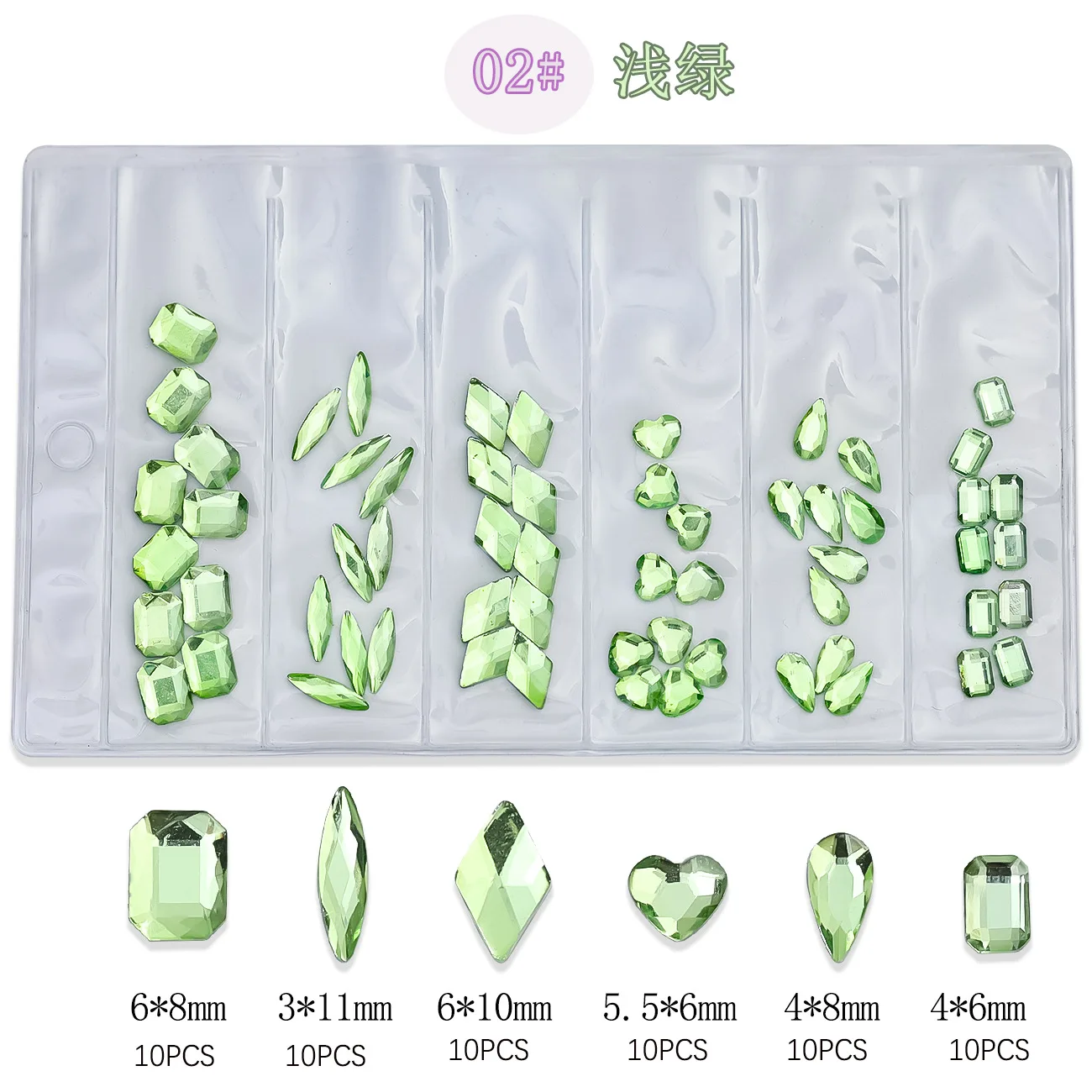 60PCS Mixed 6 Shapes Flatback 3D Nail Art Rhinestones Crytals Gem Stone For Nails Decoration Supplies Manicure Accessories 