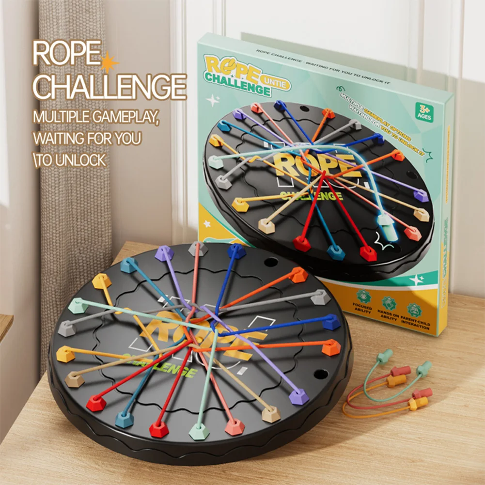 10 Rope Knots Puzzle Color Line Twisted Board Game Connected Ropes Sorting Logic Thinking Challenge Strategy for Children Kid