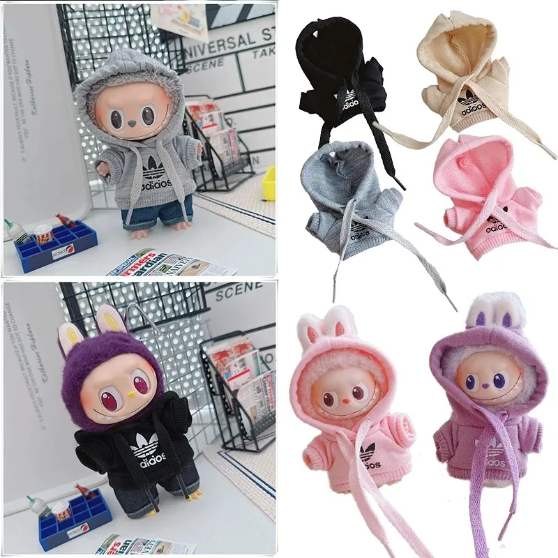 4,0 The Monsters Pin Love Series 15 17cm para muñeca Labubu ídolo coreano deportes ADI Sudadera con capucha ropa zapatos traje Accesorios de ropa