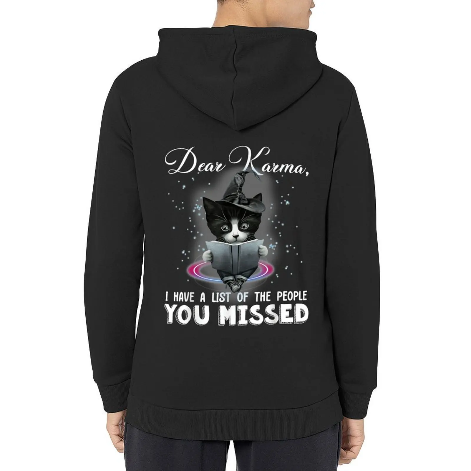 

Dear Karma I Have A List Of The People You Missed Funny Cat Hoodie autumn clothes men wear hoodies and sweatshirts new