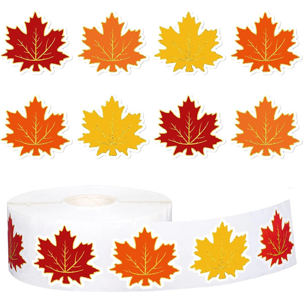 100-500pcs Laser Maple Leaf Stickers Party Christmas Gift Wrapping Label Scrapbook Cartoon Rewards Stationery Stickers
