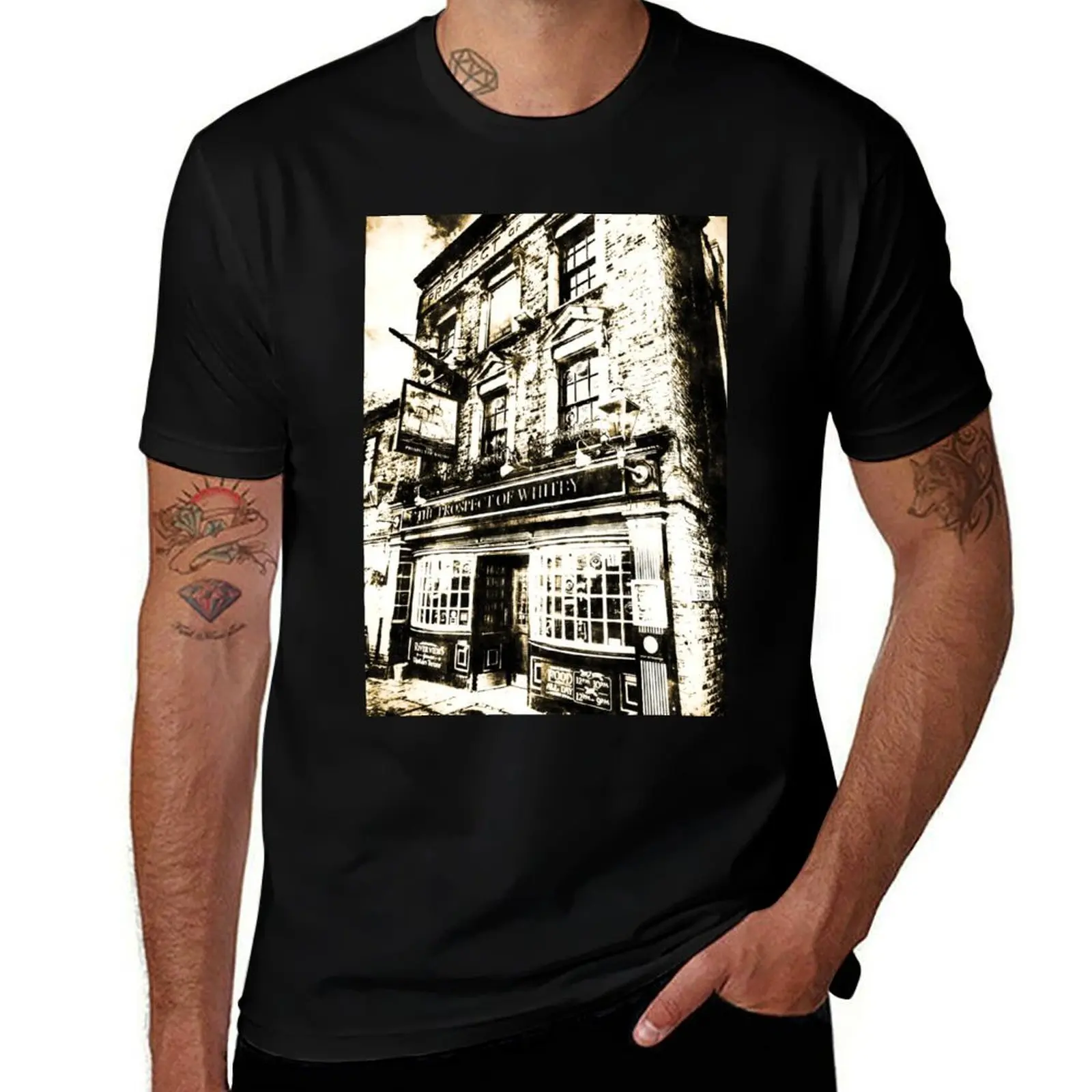 The Prospect Of Whitby Pub London Vintage T-Shirt Minimalist Plain Crew Neck T-Shirt