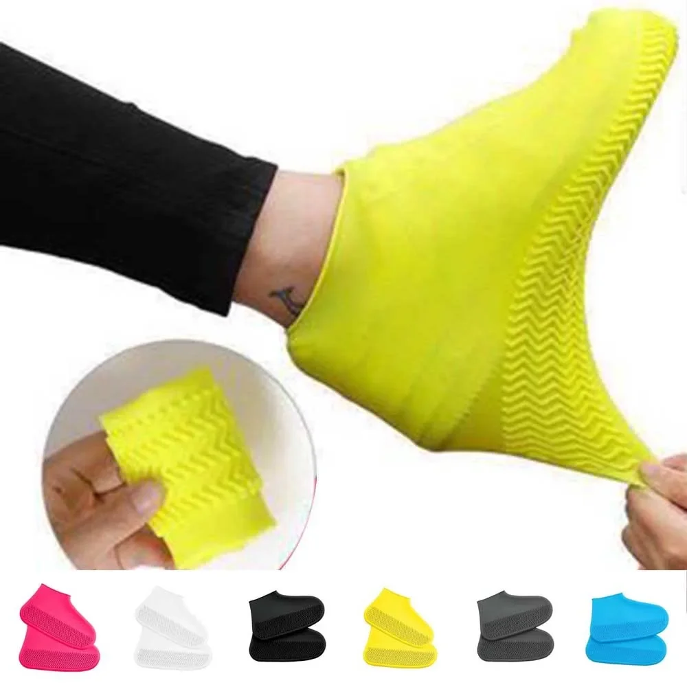 Cubrezapatos de silicona impermeables, cubrezapatos de goma antideslizantes para días lluviosos, protectores de botas reutilizables, uso en clima húmedo