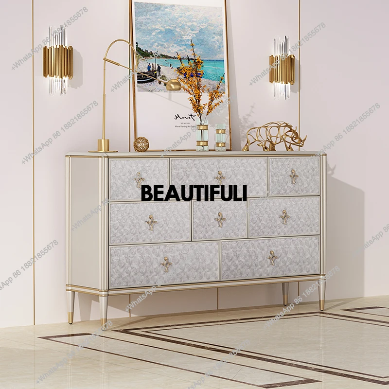 

American light luxury solid wood eight-bucket cabinet, bedroom TV cabinet, living room storage drawer, modern simplicity