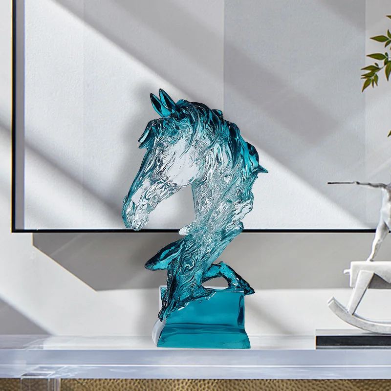 Home Decor Horse Sculptures Transparent Horse Head Figurine Nordic Room DecorOffice Desktop Home Decoration Accessories Statue