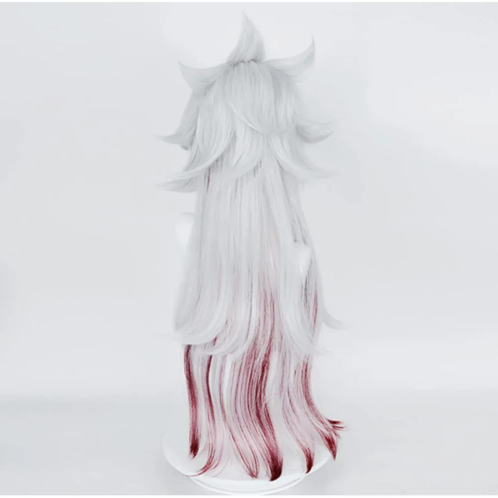 Original : perruque de cosplay Kujou Sara du personnage d'Enkanomiya de Genshin Impact avec un style moelleux et bouclé et des pointes teintes.