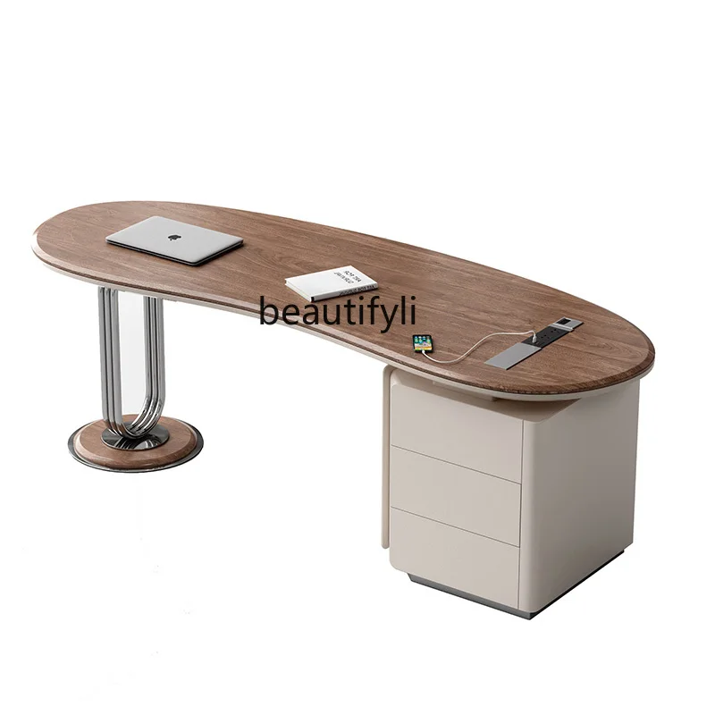 

Walnut Solid Wood Desk Light Luxury Modern Home Designer High Sense Home Nordic Study Computer Desk office furniture