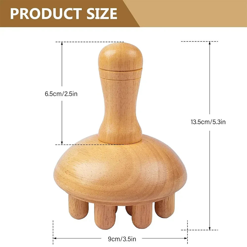 1Pcs Wooden Mushroom Massager Wood Therapy Massage Tool for Relief Muscle Tension Eliminate Local Fat, Full Body Massage Relax