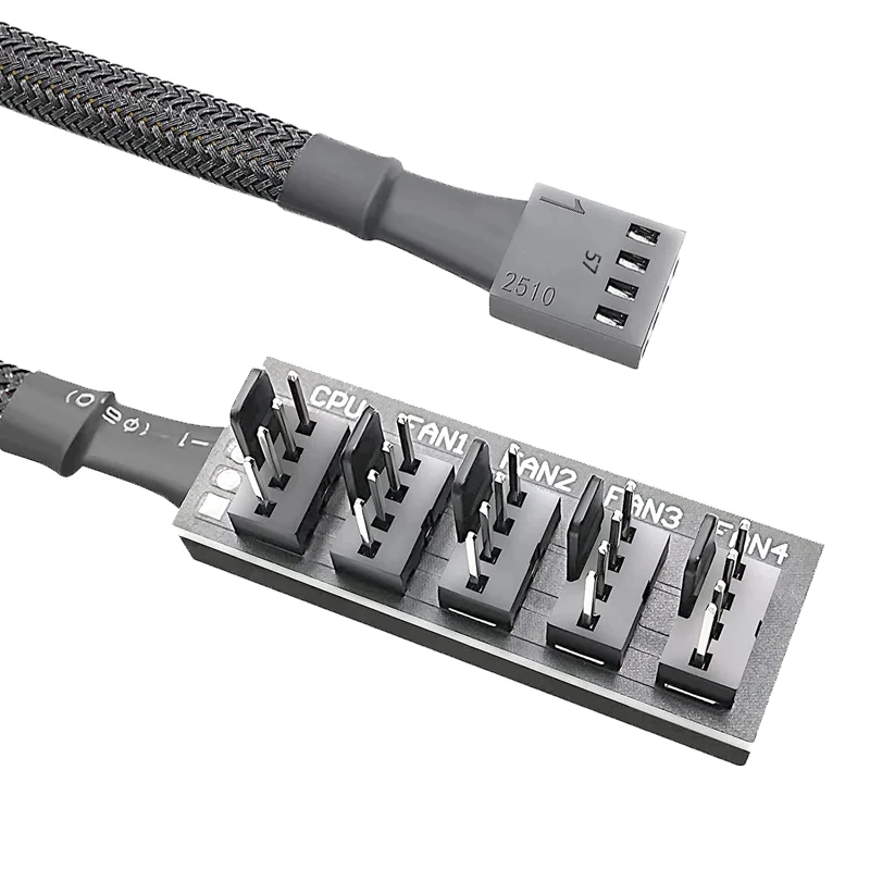 PWM 팬 허브 1 ~ 5/6 PC CPU 냉각 4PIN 팬 전원 케이블 허브 어댑터 컴퓨터 쿨러 케이스 팬용 슬리브 케이스 분배기