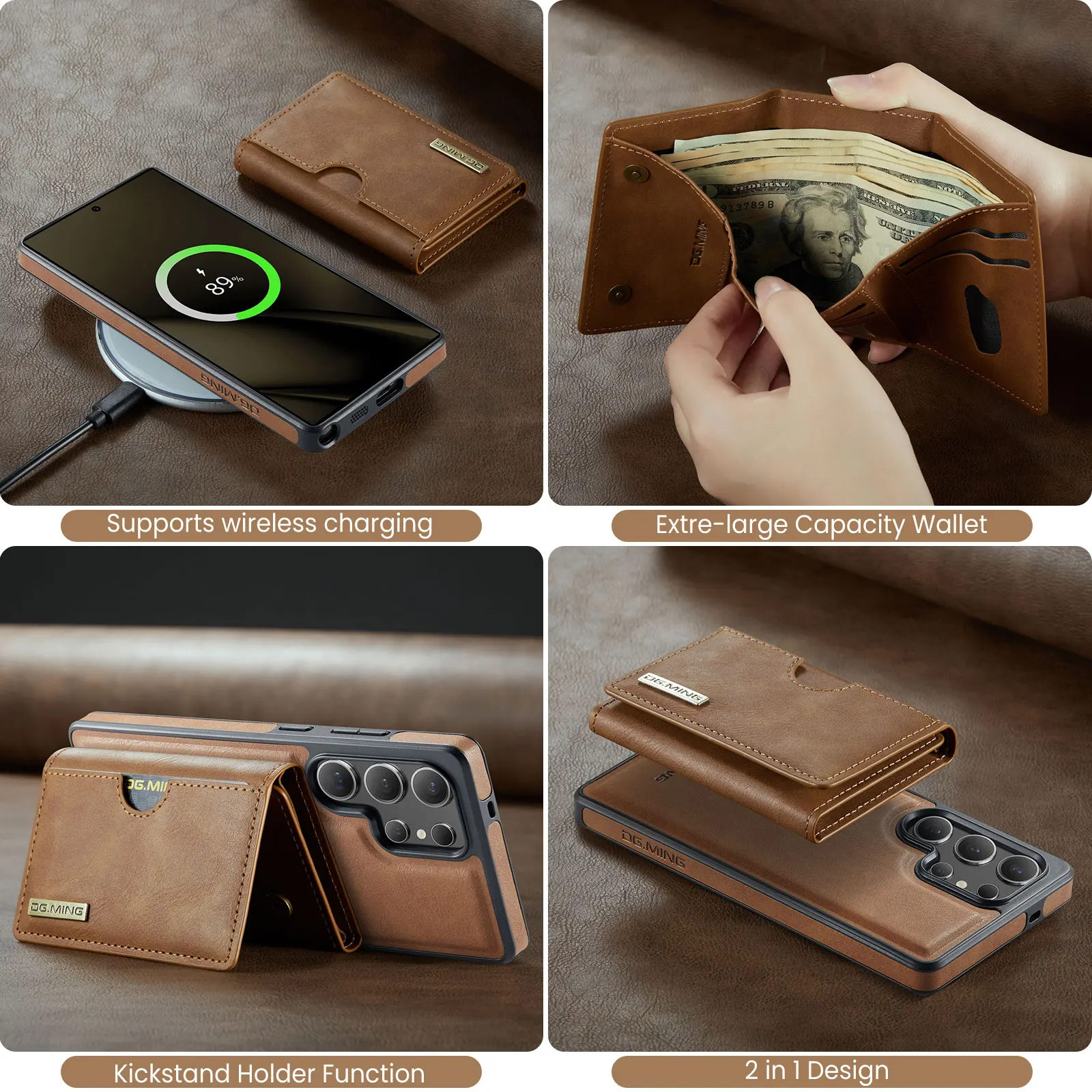 حافظة محفظة مغناطيسية قابلة للفصل لهاتف سامسونج جالاكسي S25 Ultra S24 S23 FE S22 Plus S21 لغطاء حامل بطاقة حجب Magsafe RFID