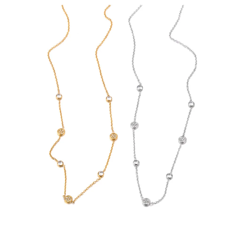 Exquisite Zirkonia Kristall Anhänger Halskette für Frauen Edelstahl Täglichen Mode Schmuck Drop Shipping JN25006