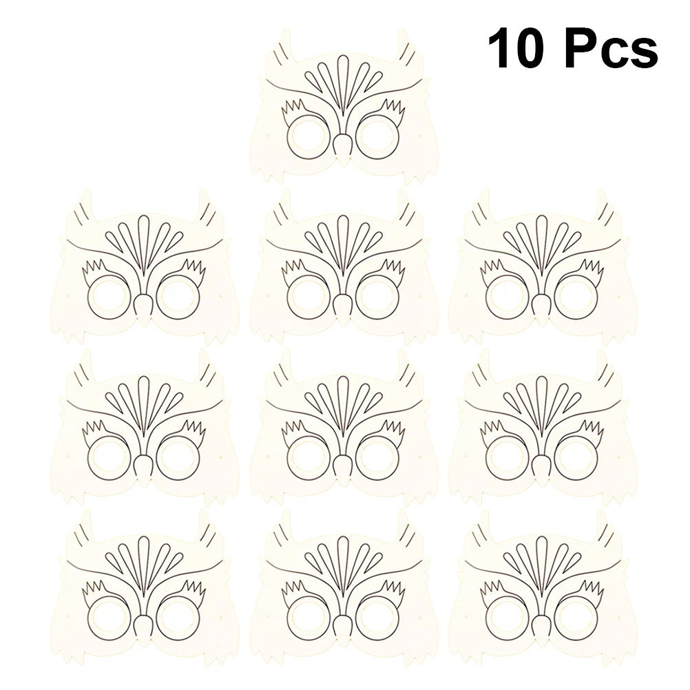 หน้ากากเปล่าสำหรับงาน DIY จำนวน 10 ชิ้น หน้ากากกระดาษสีขาวสำหรับระบายสี วาดภาพ ระบายสีลายการ์ตูนสำหรับเด็ก