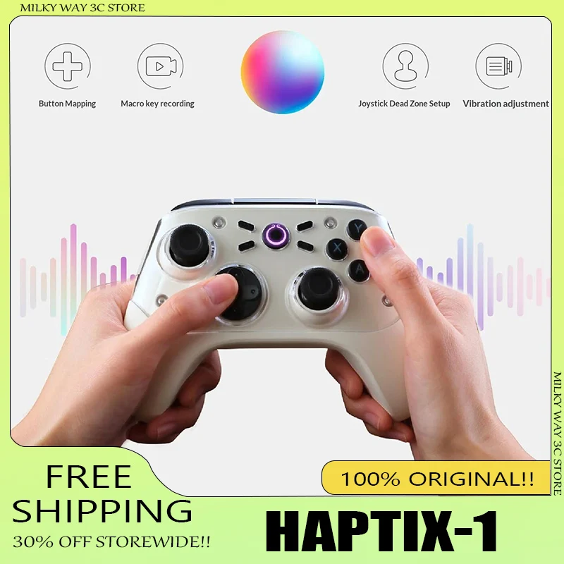 

Игровой контроллер Gripure HaptiX-1 Premium 8K с емкостным джойстиком, Bluetooth, магнитным кейсом и асимметричным управлением движением Kailh