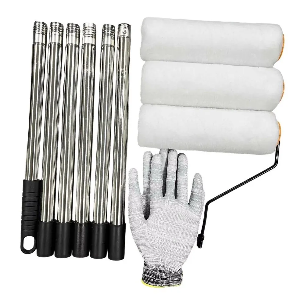 170/205/240cm Paint Roller Extension Pole Stainless Steel Detachable Paint Roller Tapered Adapter Comfortable Handle