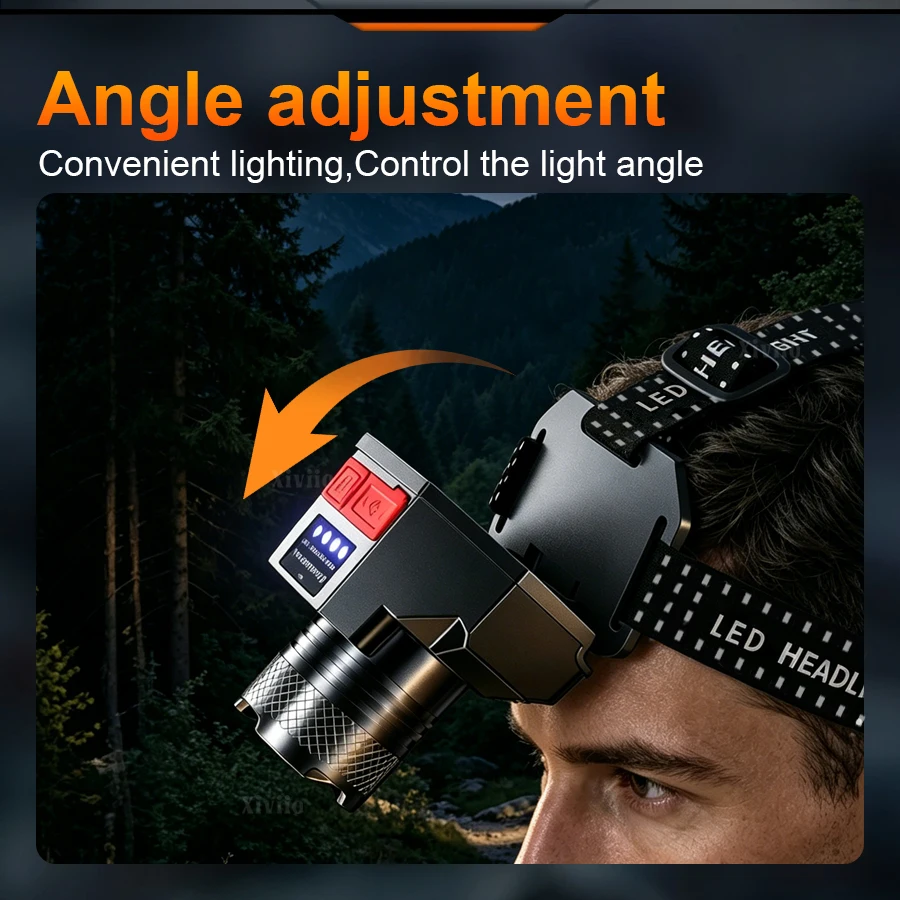 68000000LM Powerful Headlamp 1200mah USB Rechargeable Head Lights 3 Modes Super Bright Outdoor Running Fishing Headlight 18650