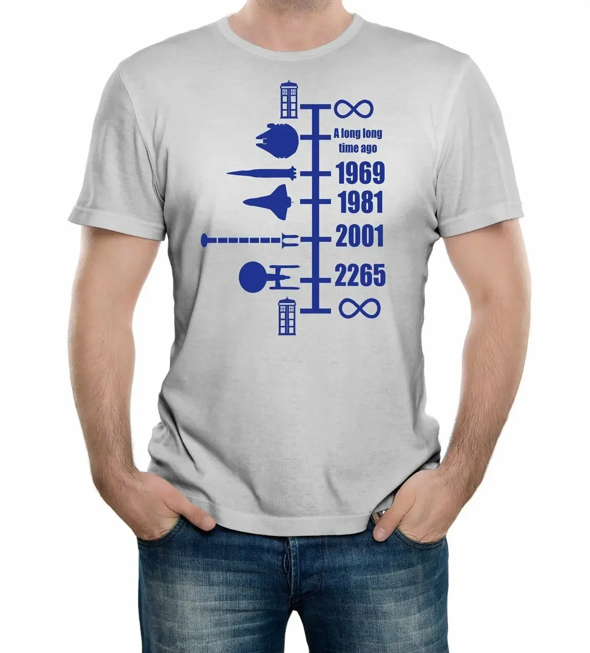 Funny Spaceship Timeline Classic Retro Film Mens T Shirt. Short Sleeve 100% Cotton Casual T-shirts Loose Top Size S-3XL
