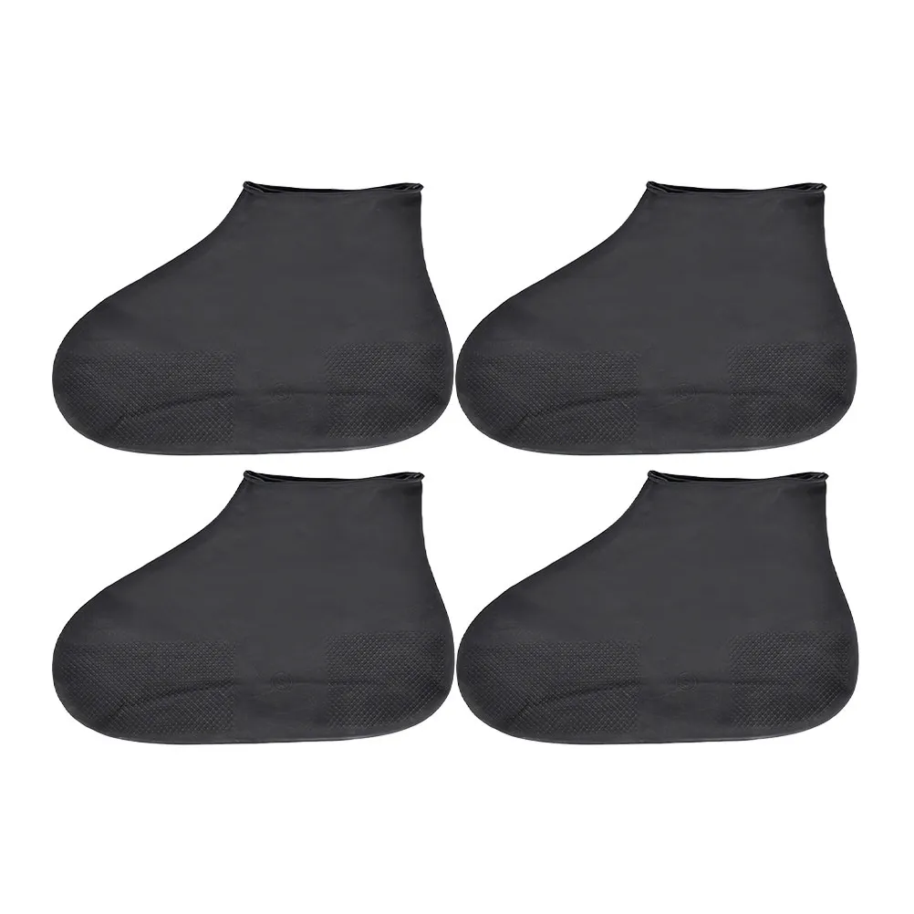 2Pairs Latex Rain Shoe Covers Overshoe Booties Sneaker Covers Nonslip Rainproof Shoe Protectors Rainy Weather Use