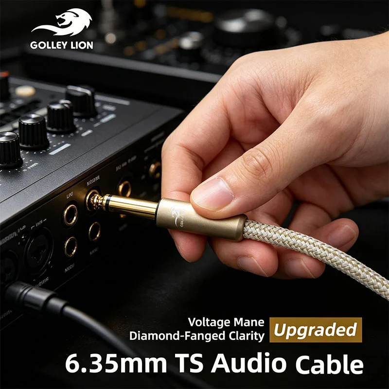 

GOLLEY LION Audio Speaker Cable 1/4" to 1/4" - 20 AWG Professional Bass/Guitar Speaker Cable for Amp - Gold