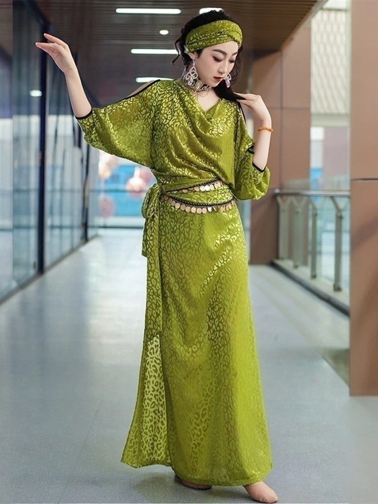 Women Belly Dance Baladi Costume Group Performance Folkloric Dress Arab Competition Long Robe Saidi Dresses Sexy Leopard Print