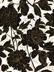 Retro Black Gold Floral Line Wallpaper Vintage Home Decoration Waterproof Contact Paper Flower Furniture Cabinet Sticker