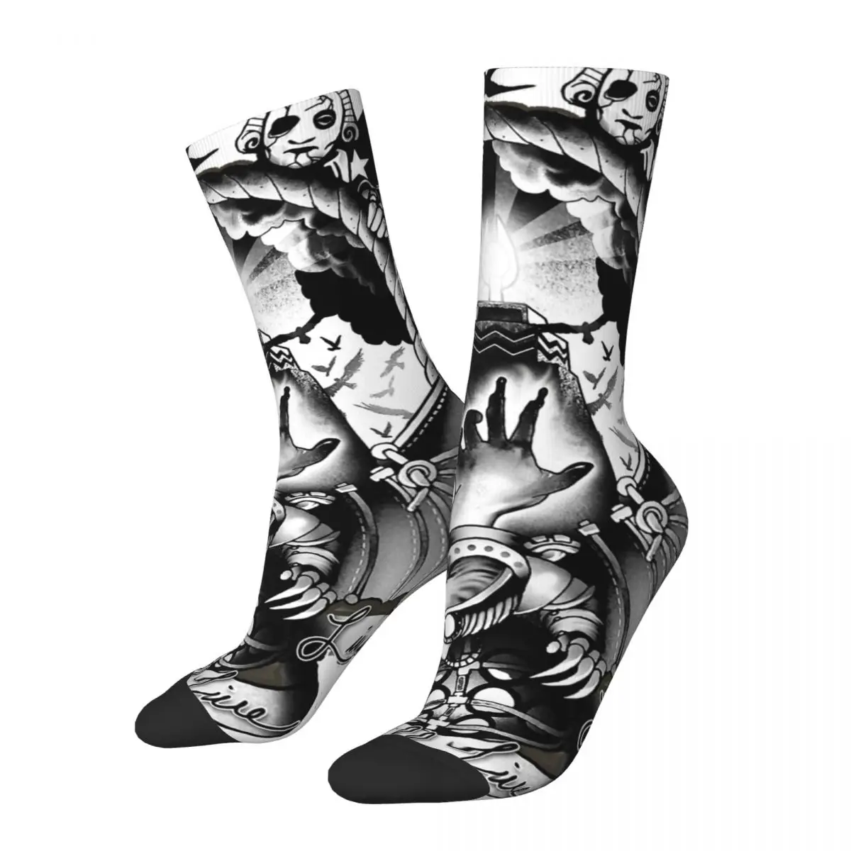 

Hip Hop Retro Lives, Lived, Will Live Crazy Men's compression Socks Unisex B-BioShock Street Style Seamless Printed Funny