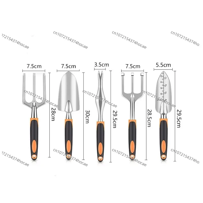 

5 pcs stainless steel garden kit manual spatula rake graft aluminum alloy ergonomic metal DIY enthusiast