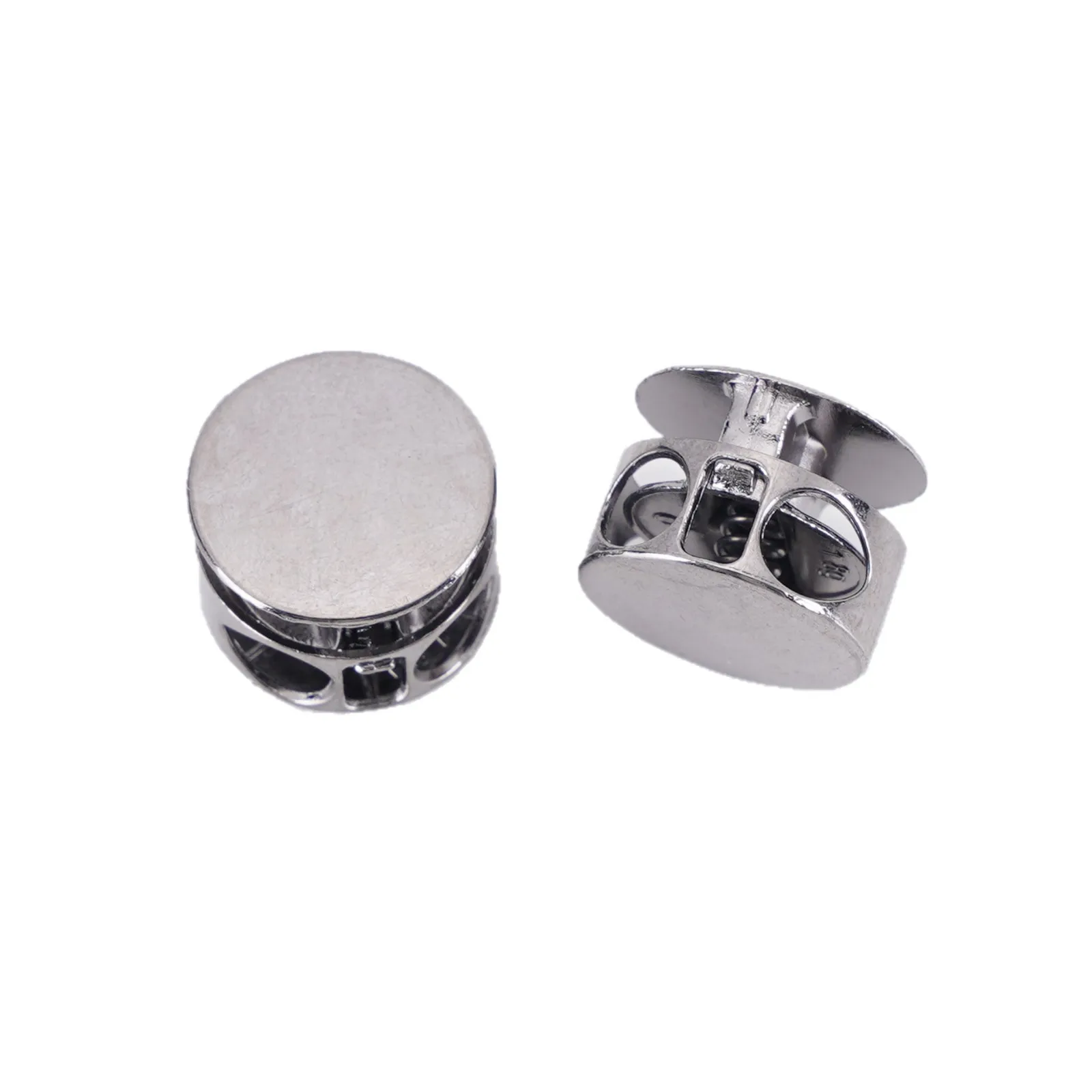 6pcs Round Metal Cord Stopper Double Hole Spring Toggle No Tie Shoelace Buckle Drawstring Easy Install for Athletic Casual Shoes