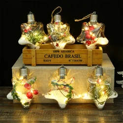 Christmas LED Star Bulb Decorative Hanging Light Christmas Ornaments Home Party Wedding New Year's Decor Transparent Night Lamp