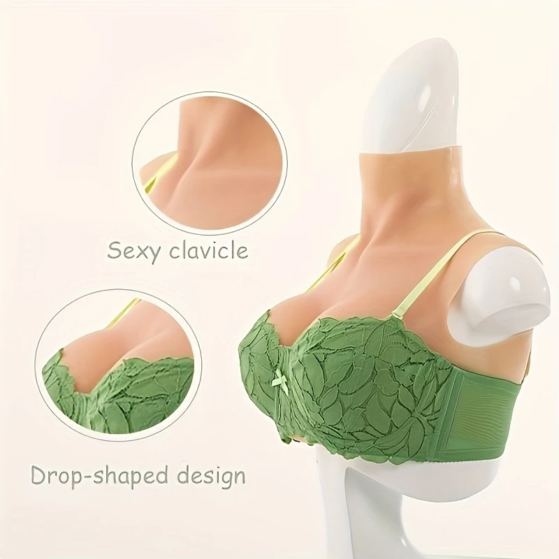 Silicone Breasts for Transgender & Male-to-Female - C-G Cup Realistic Breast Prosthesis, Comfortable Round-Neck Bra-like Form.