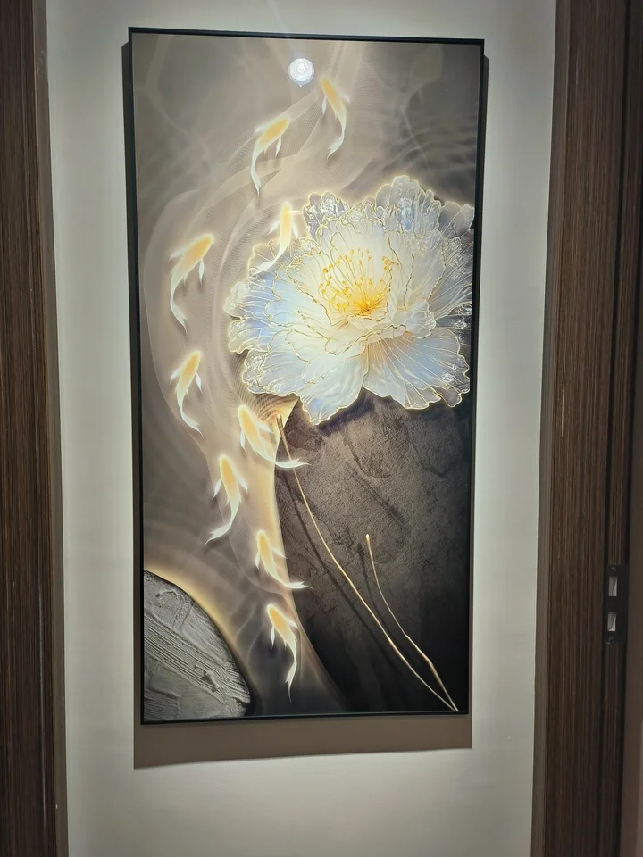مصباح جداري LED حديث من البورسلين الكريستالي - مصباح رسم معلق على شكل زهرة لغرفة المعيشة والممر والديكور الداخلي للمنزل