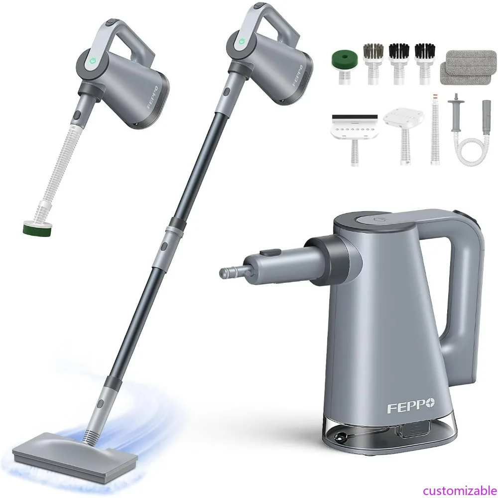 

Steam Mop - Detachable Handheld Cleaner for Home and Floor, 10-in-1 Multi-Purpose Attachments, 2 Cleaning Pads