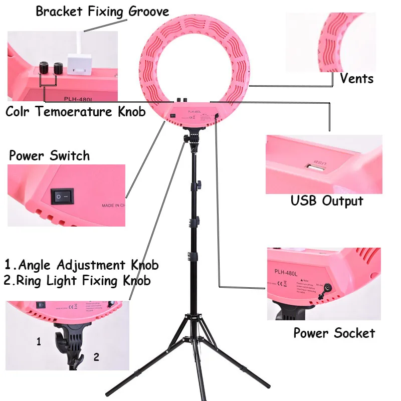 

18-дюймовый кольцевой светильник для фотографии, прямая трансляция, селфи, светодиодный заполняющий светильник, комплект с подставкой, бестселлер