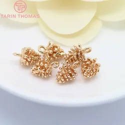(603) 6PCS 8x12MM 24K Champagne Gold Color Plated Brass Small Pinecone Charms High Quality Diy Jewelry Accessories Wholesales