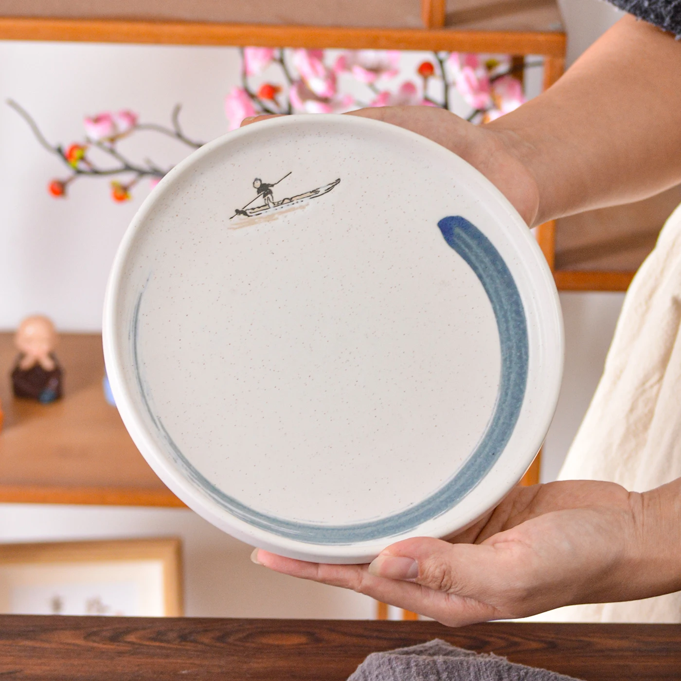 

Retro Glazed Cerc Western Steak Plate Multi-Functional round Dinnerware Di Fi Dim Sum Plate Commercial Household Use