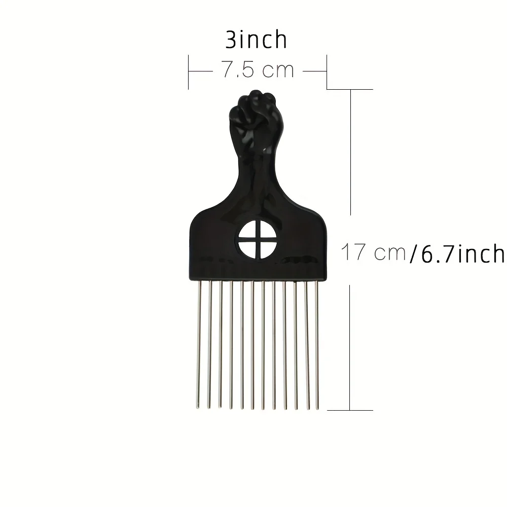 Schwarzer Metall-Kamm für Afroamerikaner, Haarkämme, Haarkamm für Friseur-Styling-Werkzeug, Salon-Friseursalon – Detail 2