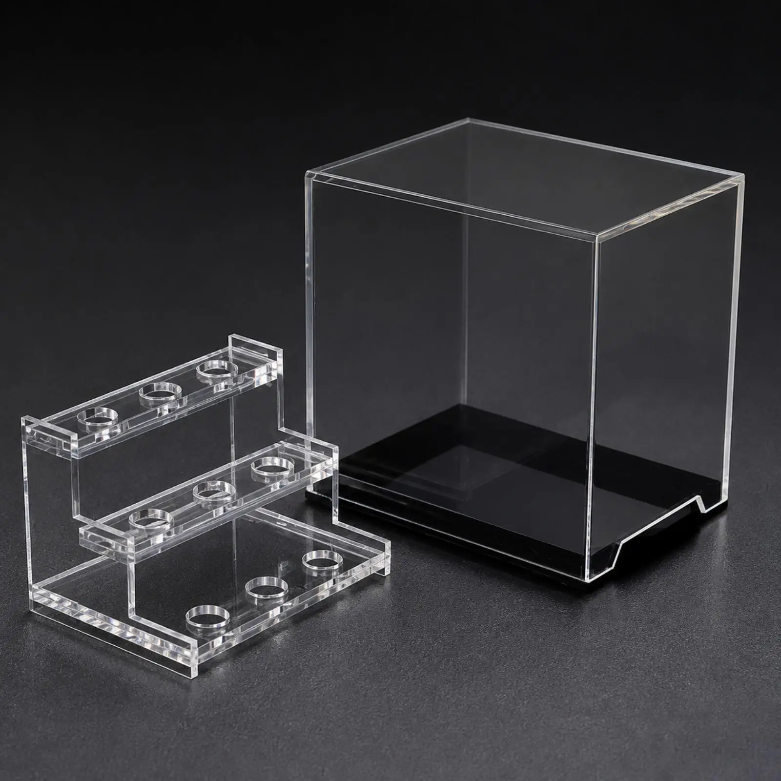 Transparent Acrylic Display Box with Three Tiers for Specimens Crystals Rocks Holder Showcase for Hobbyist Collection Storage