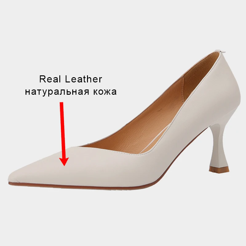 JOZHAMTA Size 33-40 Women Pumps Real Leather Sexy High Heels Shoes For Woman Spring 2023 New Fashion Office Lady Daily Footwear