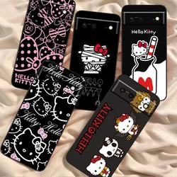 Hello Kitty Sanrio czarne słodkie dla Google Pixel 9 8 7A 7 6A 6 5A 5 4 4A XL 5G czarne silikonowe, odporne na wstrząsy etui na telefon