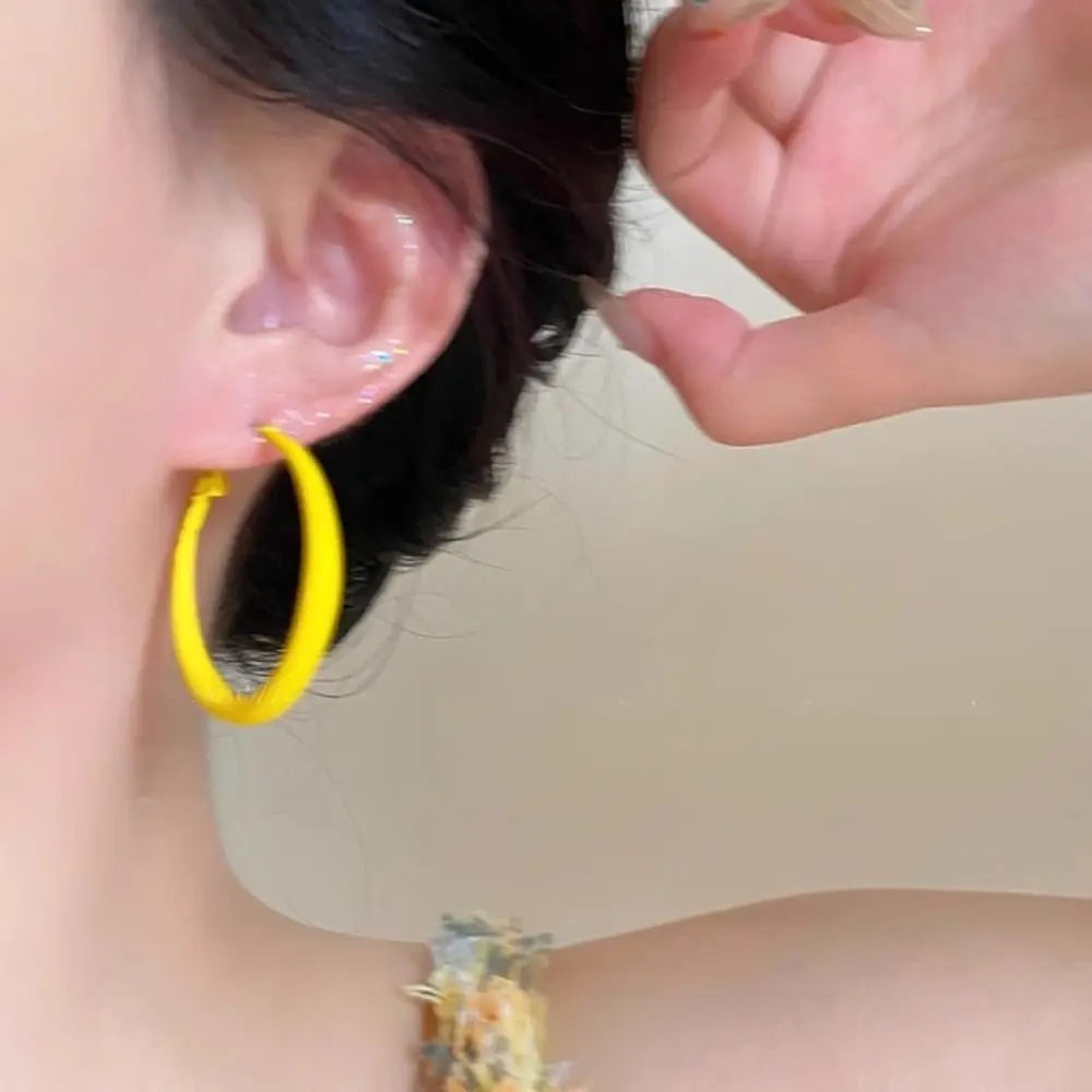 

New Y2k Hoop Earrings Round Ins Circle Earrings Geometric Sweet Women's Jewelry Ladies/Girls