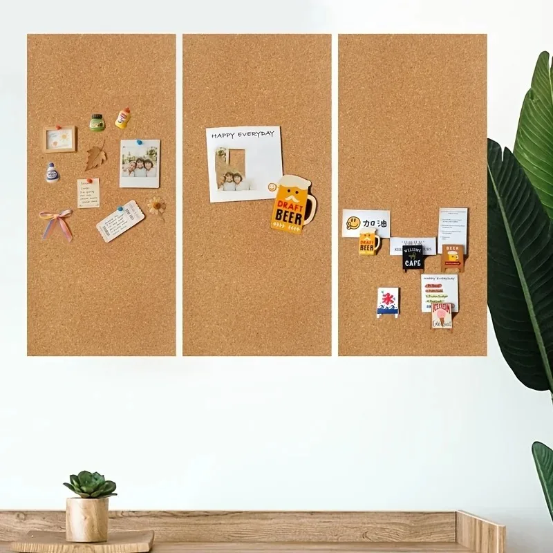 2/4pcs Corkboard Self-adhesive Soft Wooden Bulletin Boards for Photo Wall Office Classroom Message Board 31.5x15cm 6mm Thickness